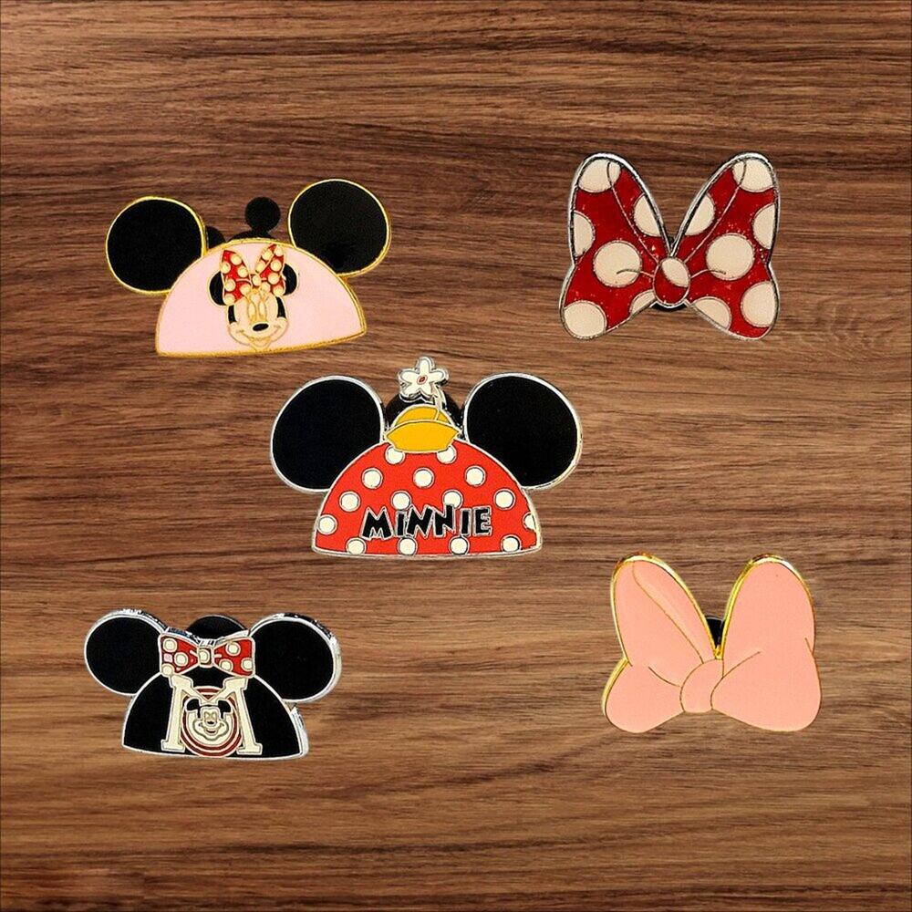 5 Minnie Mouse Disney Parks Trading Pins, Plus 2 Bonus Pins